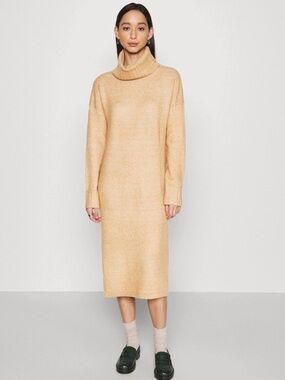 Vero moda Cozy Camel Turtleneck Sweater Midi Dress